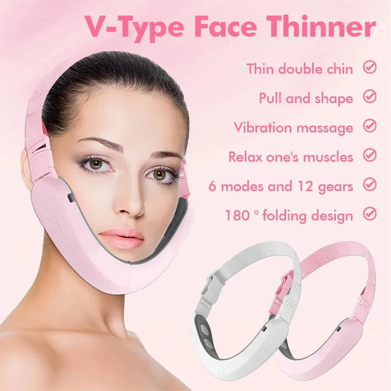 EMS V-Face Slimming Vibration Massager LED Photon Therapy Facial Lifting Care Double Chin V Line Lift Belt Cellulite Jaw Device
