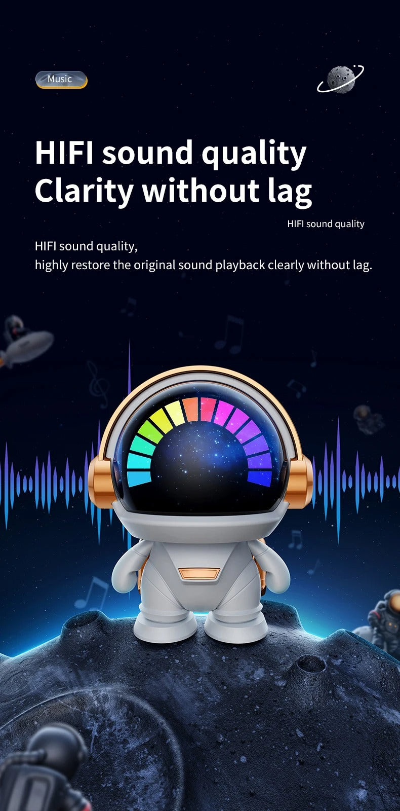 Spaceman Retro Wireless Bt Speaker, Subwoofer, Usb Connection, Compact And Exquisite, Set Decorative And Practical In One, Suitable For Living Room