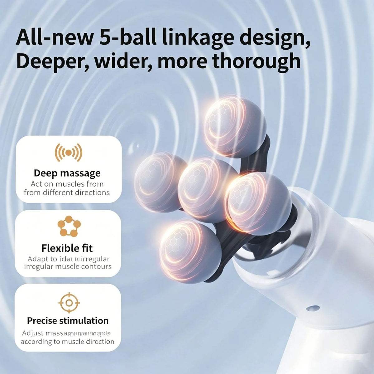 Mini Electric Fascia Massager | 9 Replaceable Heads 7 Ball Muscle Massage Gun with 6 Speed Levels