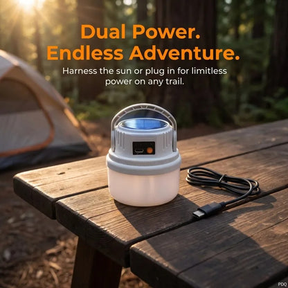 Solar Camping Light Portable LED Lamp Type-C Rechargeable 6 Modes Waterproof S-Hook Tent Hiking Garden Emergency Atmosphere Lamp