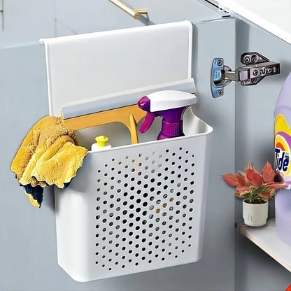 Kitchen Cabinet Door Hanging Storage Basket | Over-the-Door Organizer Shelf with Hooks