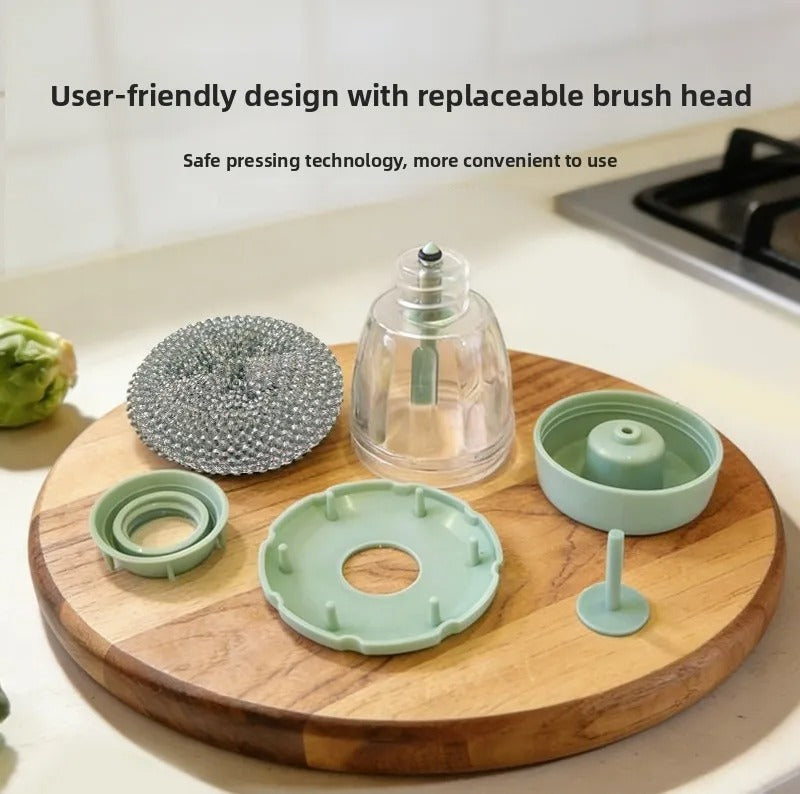 Non-Stick Steel Wire Kitchen Cleaning Brush Dishwashing Pot Scrubber Home Use Plastic Handle Durable Scrubbing Tool