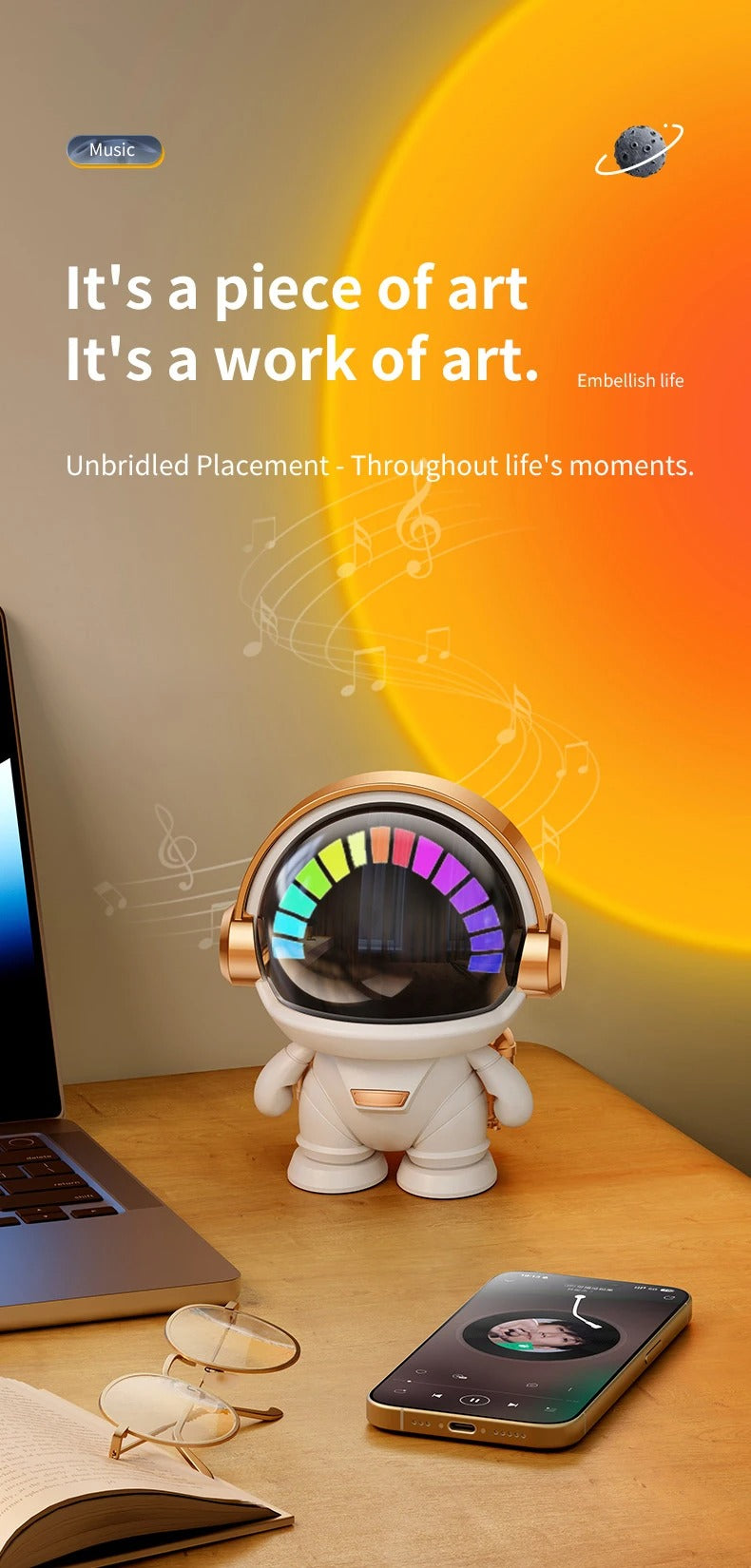 Spaceman Retro Wireless Bt Speaker, Subwoofer, Usb Connection, Compact And Exquisite, Set Decorative And Practical In One, Suitable For Living Room