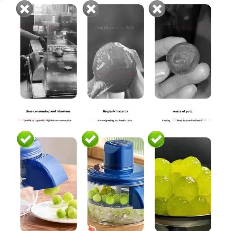 Rechargeable Fruit Peeler Automatic Electric Grape Peeler Machine for Grapes Cherry Tomatoes Garlic Kitchen Fruit Tool