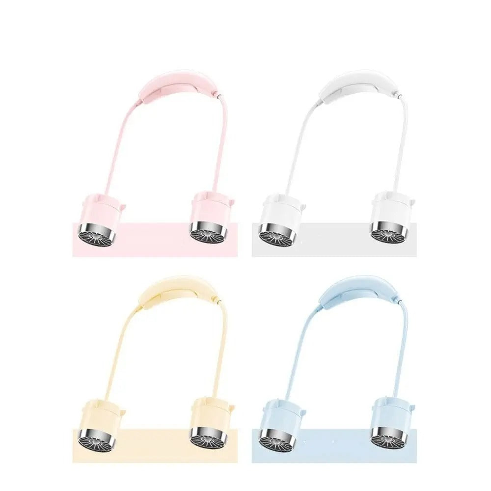 Low Noise Hanging Neck Fan USB Rechargeable 360° Bendable Neck Electric Fan Hands-Free Lightweight Around Neck Cooler