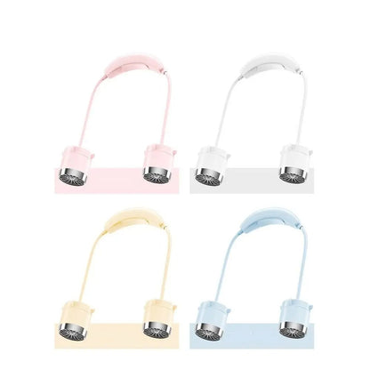 Low Noise Hanging Neck Fan USB Rechargeable 360° Bendable Neck Electric Fan Hands-Free Lightweight Around Neck Cooler