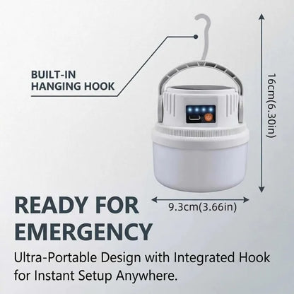 Solar Camping Light Portable LED Lamp Type-C Rechargeable 6 Modes Waterproof S-Hook Tent Hiking Garden Emergency Atmosphere Lamp