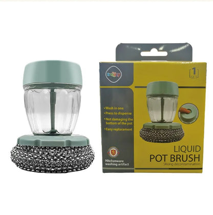 Non-Stick Steel Wire Kitchen Cleaning Brush Dishwashing Pot Scrubber Home Use Plastic Handle Durable Scrubbing Tool