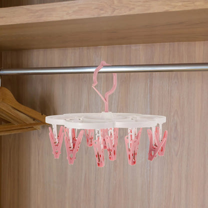 360° Rotatable Plum Blossom Drying Rack | Windproof Clothes Hanger for Socks, Underwear & Bras