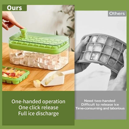Double Silicone Large Capacity Ice Cube Tray | Covered Freezer Ice Storage Box for Refrigerator
