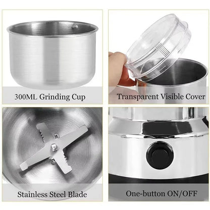 Electric Grinder Four Edged Blade Kitchen Cereal Nuts Beans Spices Grains Grinder Machine Multifunctional Home Coffee Grinder