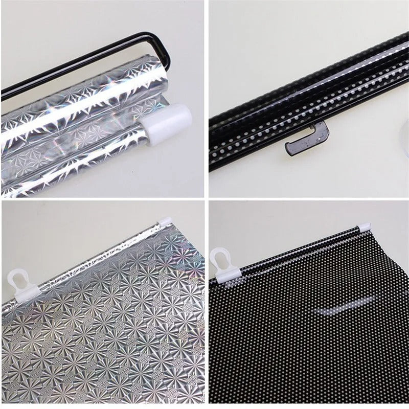 Car Curtain Windshield Sunshade Auto Retractable Sun Block Roller Blind PVC Curtain Car Sun Visor Front Windshield Sun Shade