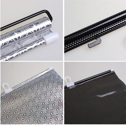 Car Curtain Windshield Sunshade Auto Retractable Sun Block Roller Blind PVC Curtain Car Sun Visor Front Windshield Sun Shade