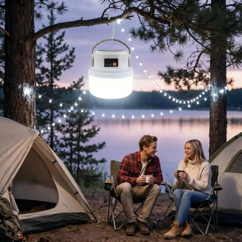 Solar Camping Light Portable LED Lamp Type-C Rechargeable 6 Modes Waterproof S-Hook Tent Hiking Garden Emergency Atmosphere Lamp