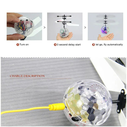 Led Light Suspension Crystal Ball Infrared Induction RC Gesture Control Colorful Glowing Toys Flying Unique Gift for Kids