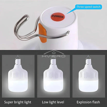 60mm USB Rechargeable Led Bulb Portable Camping Emergency Lighting Light Flashlight Outdoor Garden Picnic Work Hanging Tent Lamp