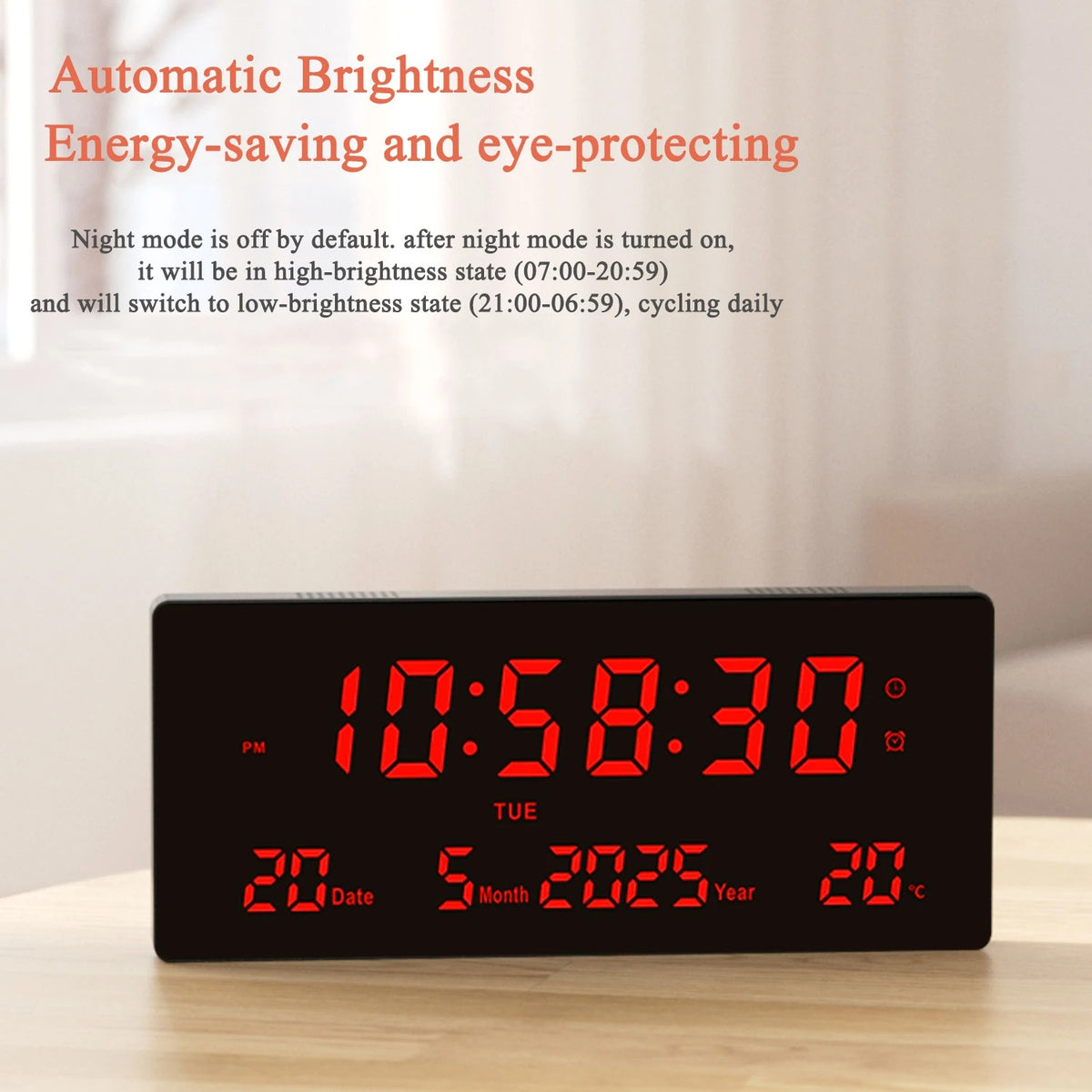 LED Digital Wall Clock | Large HD Electronic Clock Display for Home & Office