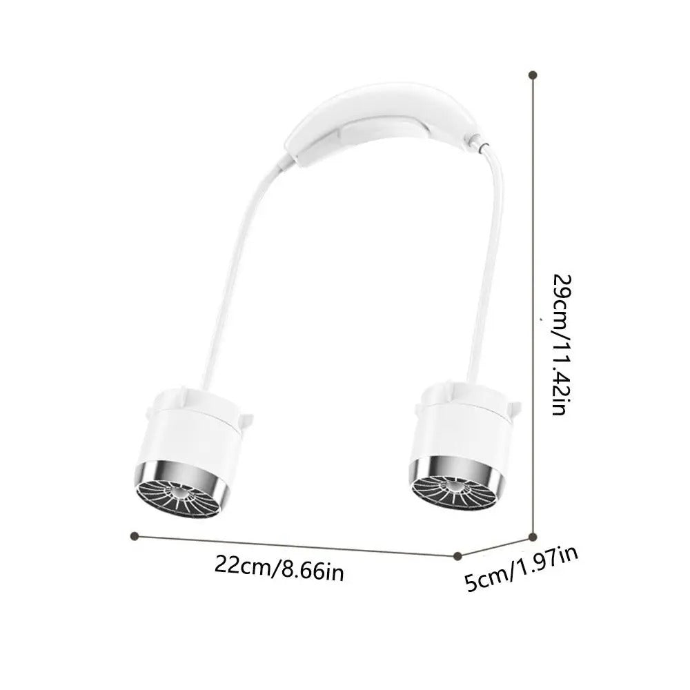 Low Noise Hanging Neck Fan USB Rechargeable 360° Bendable Neck Electric Fan Hands-Free Lightweight Around Neck Cooler