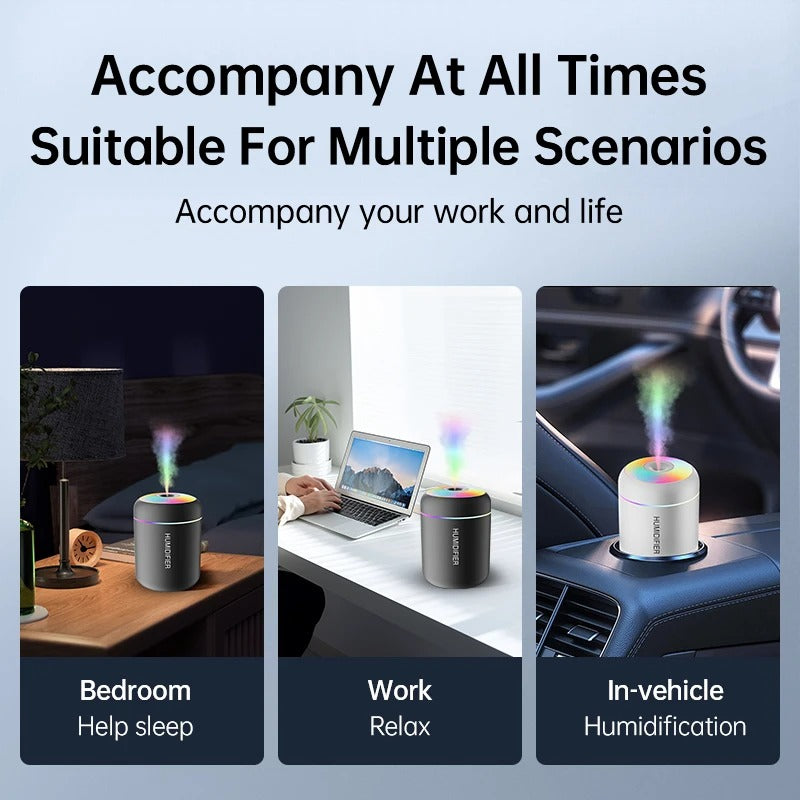 Powerful and Efficient Air Humidifier 180ML Aromatherapy Aroma Diffuser Essential Oil with Colorful Lights for Home Car Bedroom