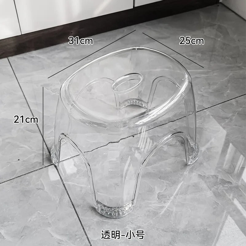 Transparent Non-Slip Plastic Step Stool | Thickened Low Stool for Bathroom, Kitchen & Home