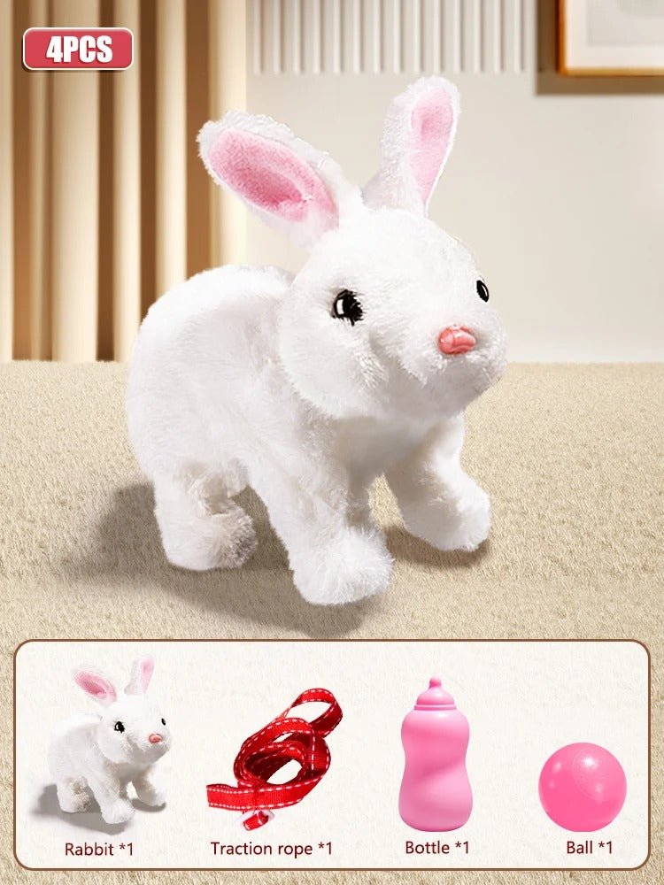 Interactive Dancing Walking Rabbit Toy, Plush Bunny Electronic Pet for Kids, Animated Moving Animal Gift for Boys Girls Birthday