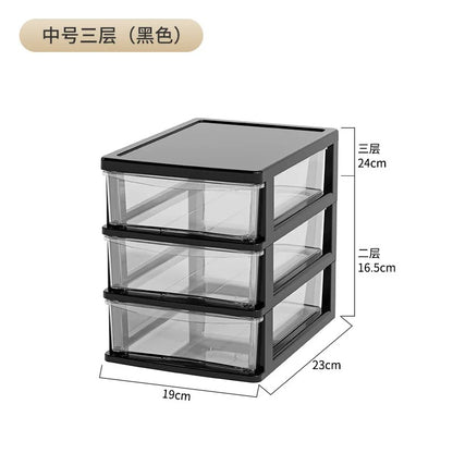 Clear Plastic Desktop Organizer Box | Stackable Drawer Storage for Office, Makeup & Stationery