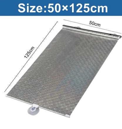 Car Curtain Windshield Sunshade Auto Retractable Sun Block Roller Blind PVC Curtain Car Sun Visor Front Windshield Sun Shade
