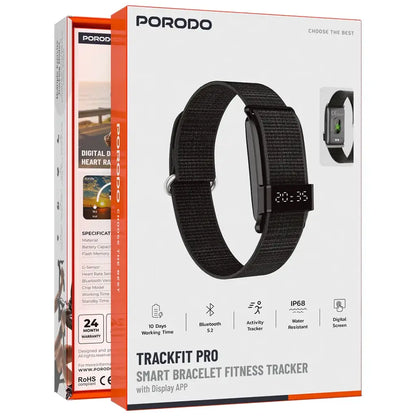 Porodo TrackFit Pro Smart Fitness Tracker Bracelet with Heart Rate, SpO2, Sleep & Activity Tracking-zinggal Qatar