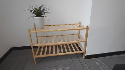 3-Tier Bamboo Shoe Rack | Wooden Shoe Storage Organizer for Entryway, Wardrobe & Closet