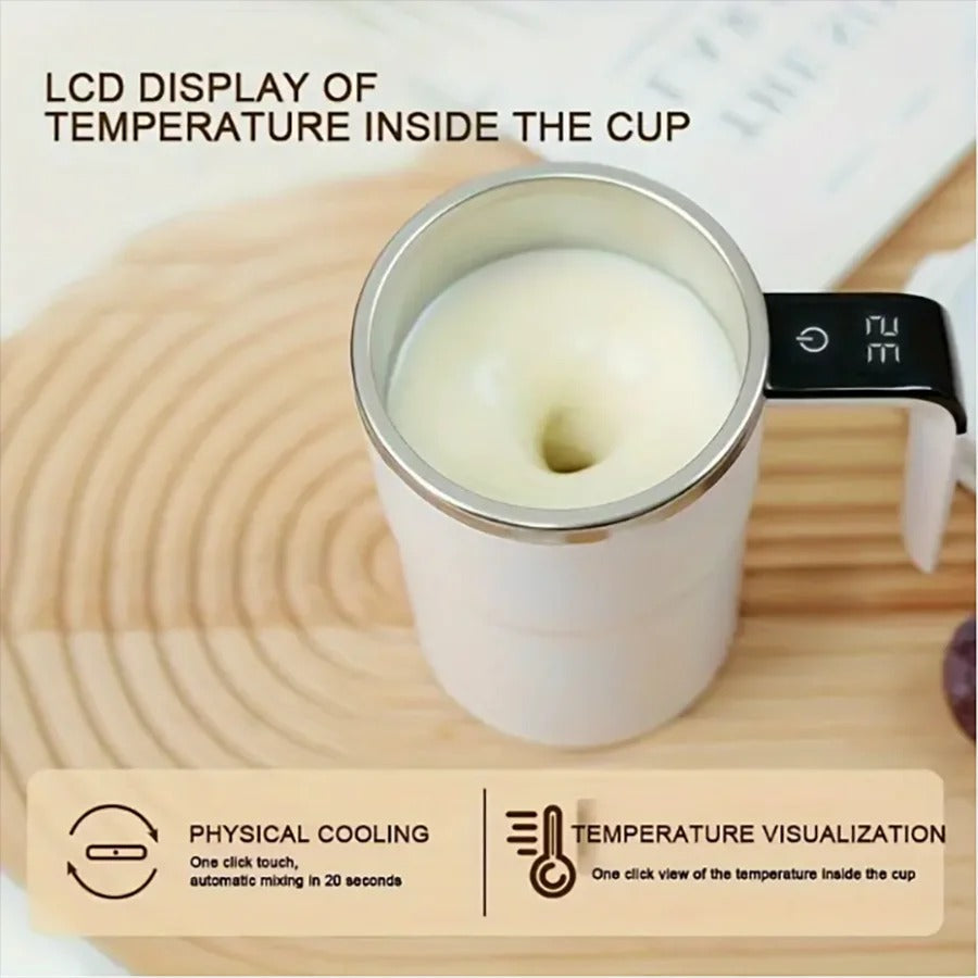 Smart Stainless Steel Electric Coffee Cup – Self-Stirring & Heat Keeping Mug | USB Rechargeable | Zinggal Qatar