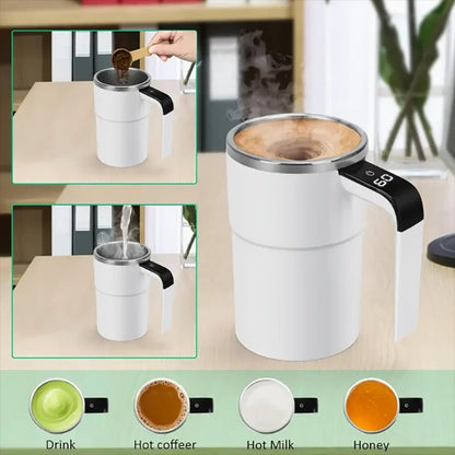 Smart Stainless Steel Electric Coffee Cup – Self-Stirring & Heat Keeping Mug | USB Rechargeable | Zinggal Qatar