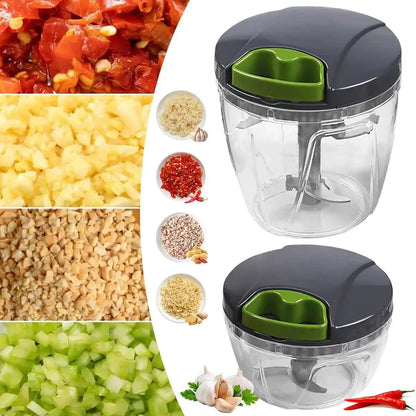 Manual Garlic Chopper | Hand-Pull Vegetable & Onion Chopper with Garlic and Chili Press