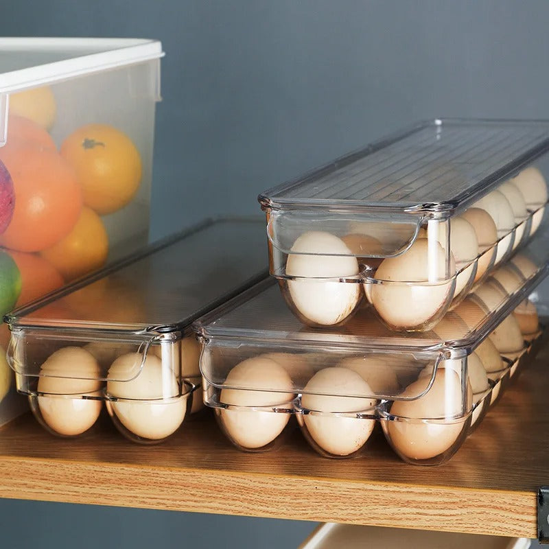 Egg Storage Box with Lid | Transparent Refrigerator Egg Tray & Fresh Storage Container